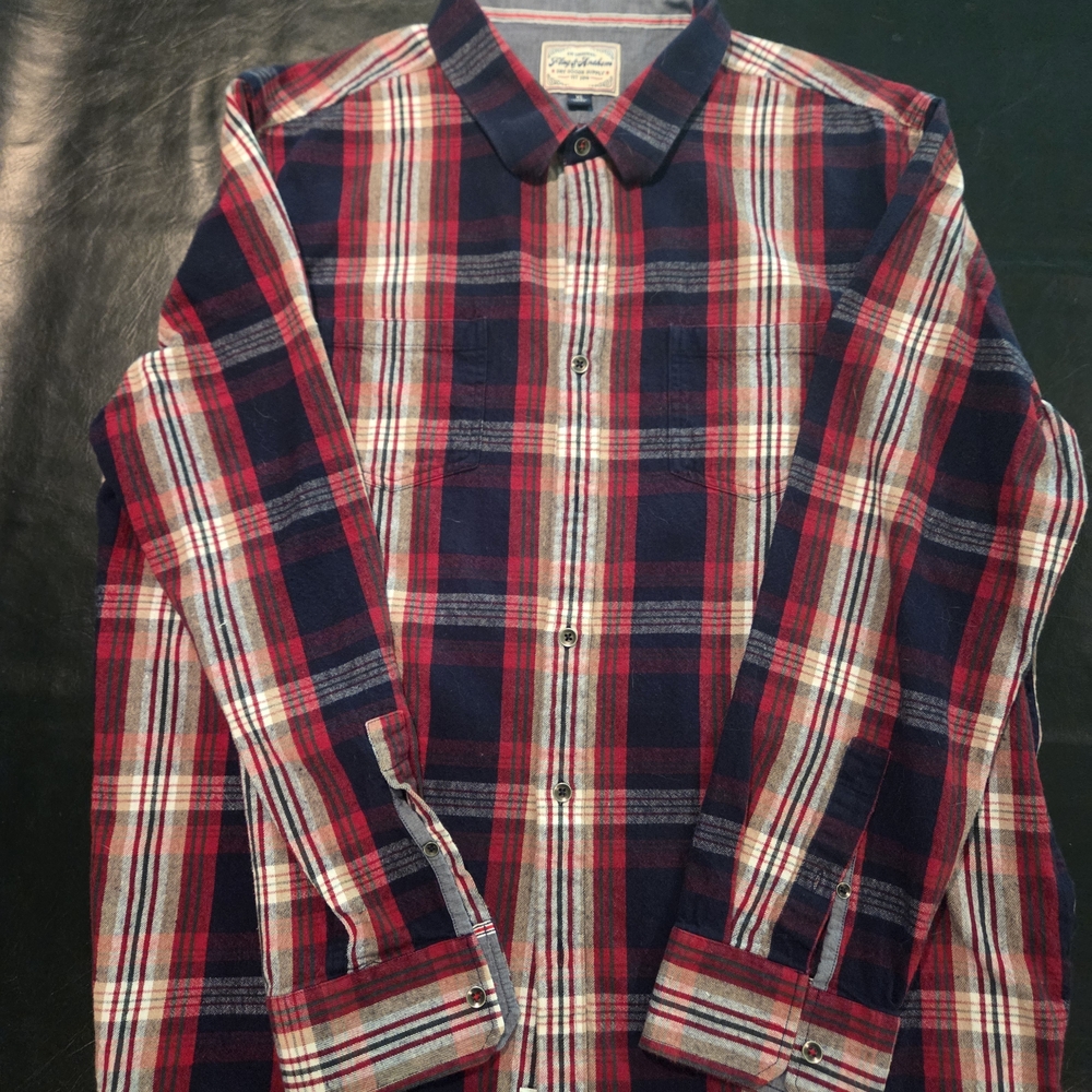 Red and Blue Casual Plaid Button Down Shirt